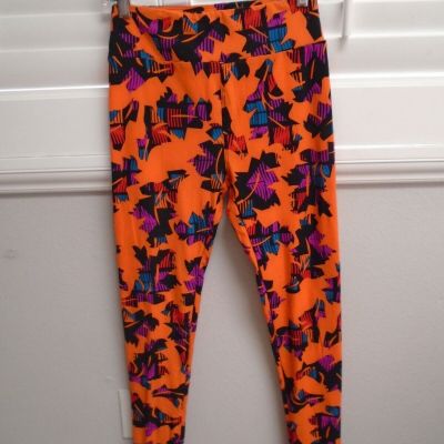 LuLaRoe Orange Colorful Multicolor Fall Leaf Design Geo Print Leggings One Size